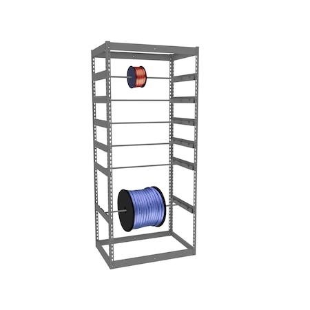 Tennsco Z-Line Reel Storage Rack, 36"Wx24"Dx84"H, 6 Levels, Medium Grey REEL-362484-6-MGY
